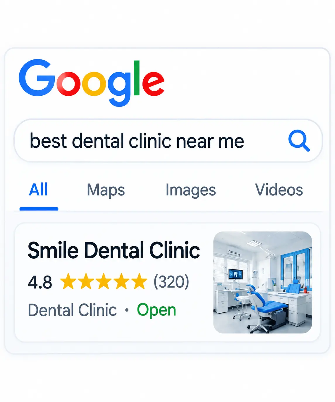 Google Search Dental SEO Ranking Mockup